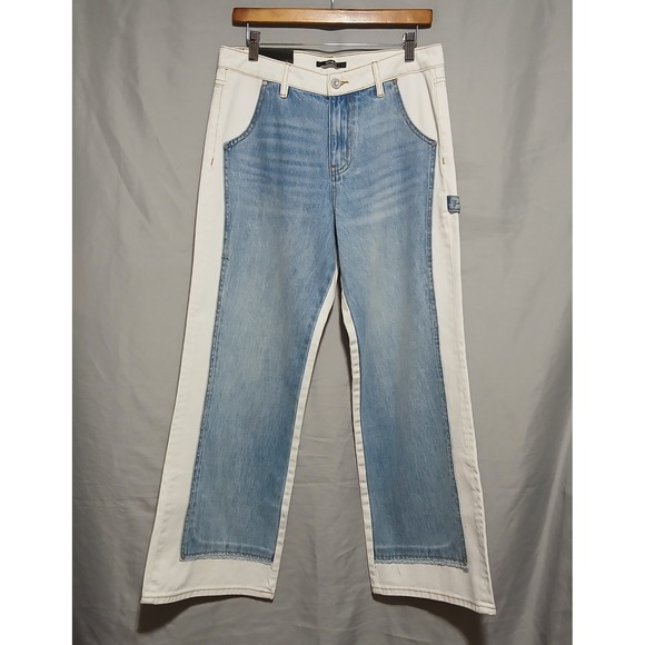 Oneso Denim - Oneso‎ Los Angeles Jeremy MR 2 Tone WL Wide Leg Jeans White Blue Size 29 BYW8170